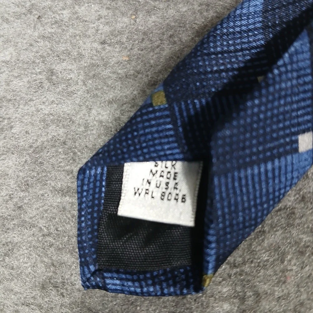 Alfani Necktie Mens‎ One Size Blue Silk Geometric Grid Pattern Professional Tie